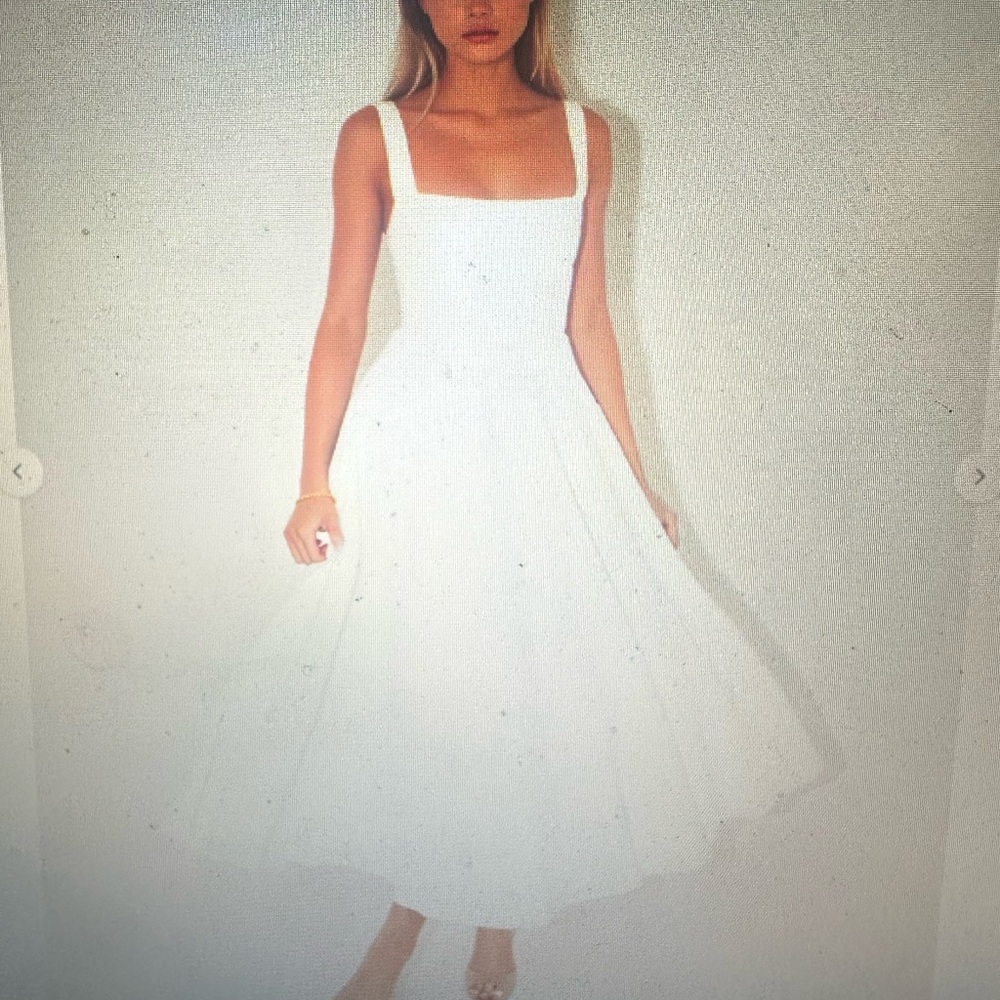 White Sleeveless A-Line Midi Dress (Runs Small)